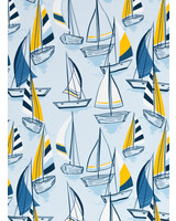 Swafing blue sailing boats - woven viscose - organic