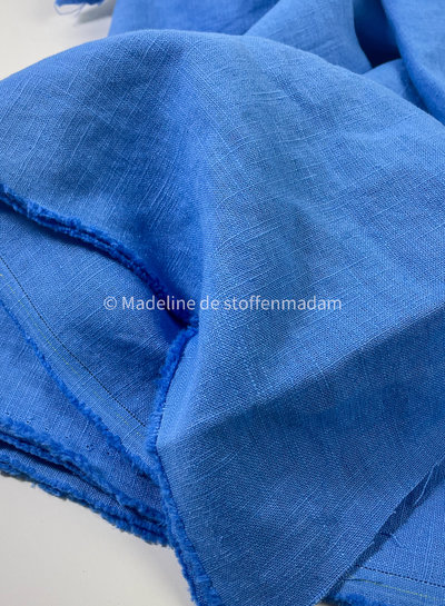 M. Klein blauw - washed effen linnen - 8oz