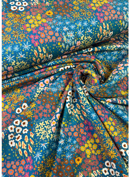 Swafing Small blue - small floral print - french terry Oeko-Tex