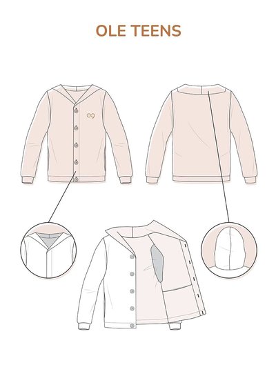 Zonen09 Ole reversible cardigan - teens - PDF pattern