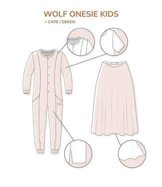 Zonen09 Wolf onesie pajamas and cape kids - PDF pattern - ebook