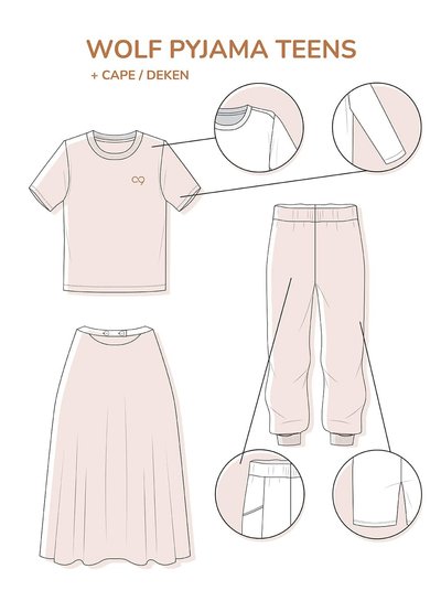 Zonen09 Wolf onesie and cape teens - PDF pattern