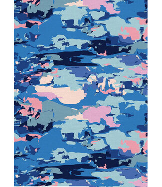 Paintbrush abstract clouds blue - cotton
