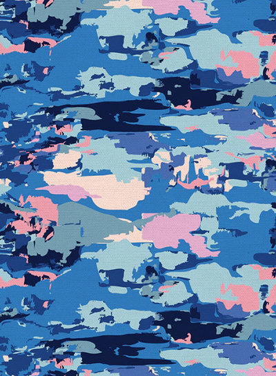 Paintbrush abstract clouds blue - cotton