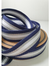 M. navy blue - silver - cream webbing 30mm