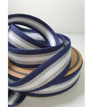 M. navy blue - silver - cream webbing 30mm