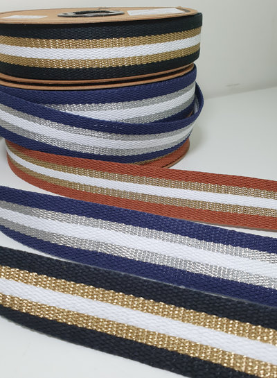 M. navy blue - silver - cream webbing 30mm