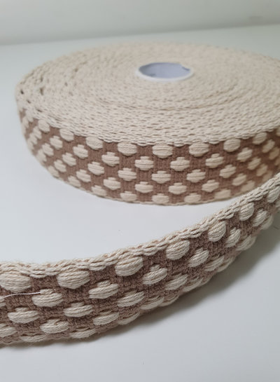 soft woven bag webbing - sand pattern - 37mm