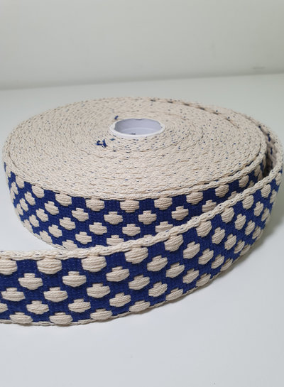 soft woven bag webbing - blue pattern - 37mm