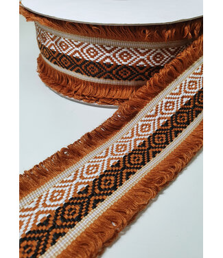 M. galon - decorative ribbon or bag webbing - cognac Aztec - 60mm