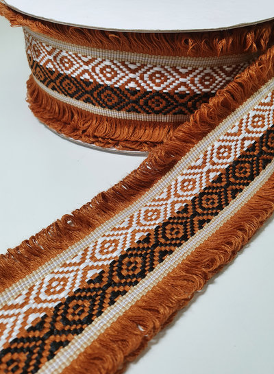 M. galon - decorative ribbon or bag webbing - cognac Aztec - 60mm