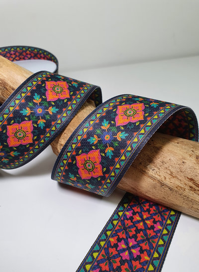 M. zwart - retro double face tassenband 50mm