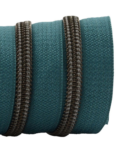 coil zipper teal with gun metal coil #5 (excl. zipper pullers)