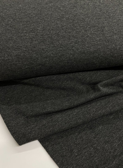 antraciet melee - effen tricot - sterke vezel GOTS