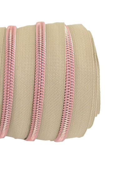 ZipperZoo Coil zipper beige with Rose gold coil #5 (excl. zipper pullers)