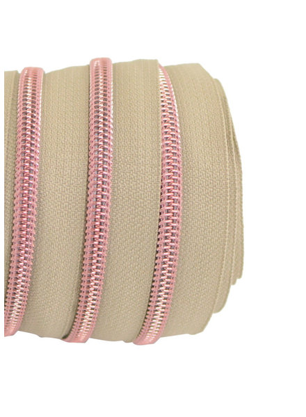 ZipperZoo Coil zipper beige with Rose gold coil #5 (excl. zipper pullers)