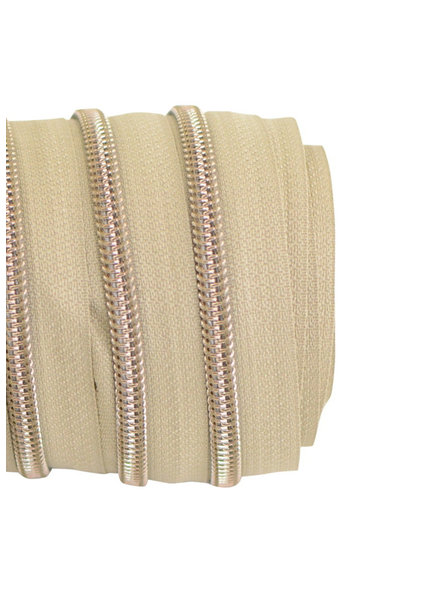 spiral zipper beige - shiny bronze - 100 cm including 3 sliders