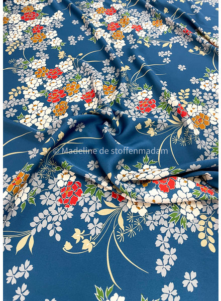 deadstock floral print on navy - crepe