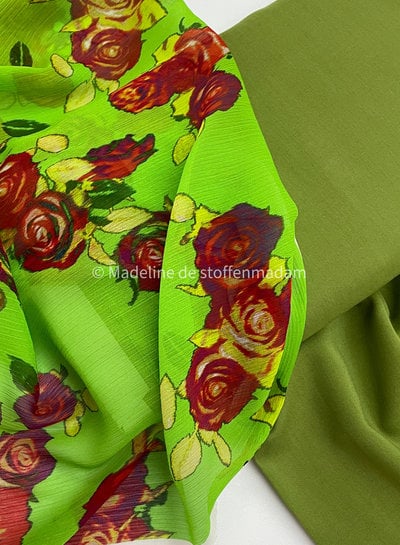 deadstock groen rozen - voile