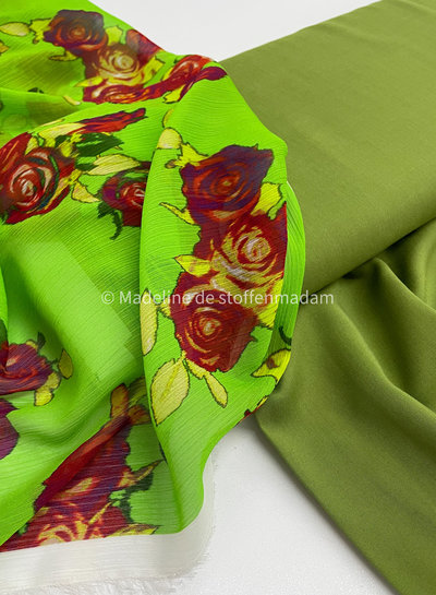 deadstock groen rozen - voile