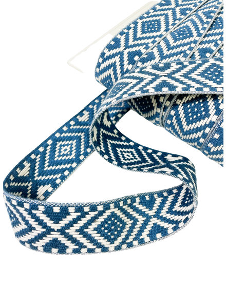 M. aztec tassenband blauw - 30mm - mega zacht