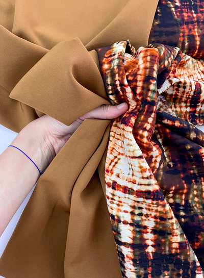 beautifully sheer fabric - for trousers and dresses - caramel café