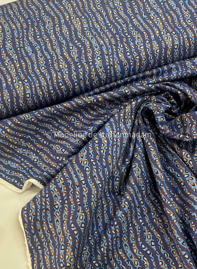 Comme ça choco and Klein blue leopard print - stretch cotton