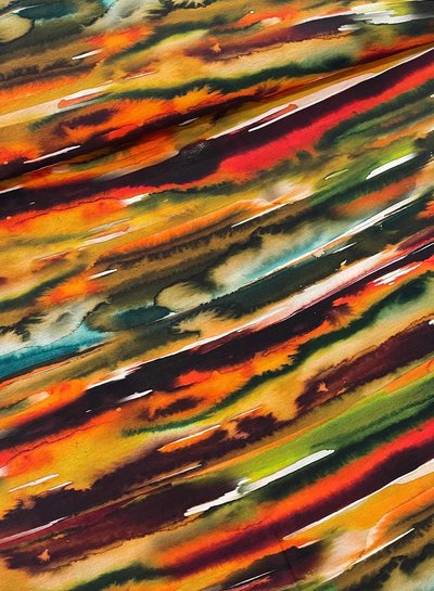 M beautifully woven viscose slub - autumn watercolor