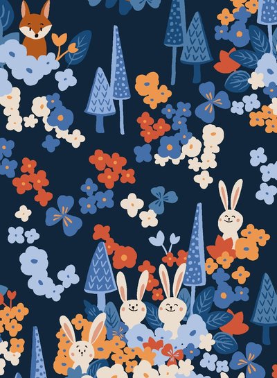 RJR Fabrics Rabbit and fox - cotton