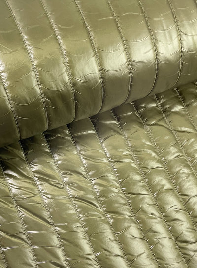 khaki verticaal  - gematelasseerde stof stepper puffer