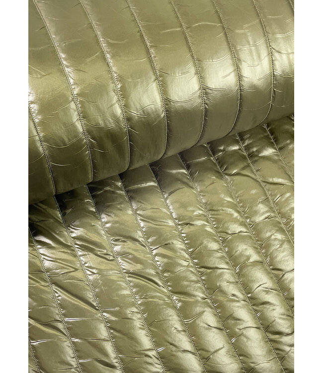 khaki verticaal  - gematelasseerde stof stepper puffer