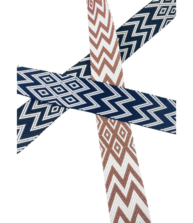 chevron tassenband 38 mm - marineblauw