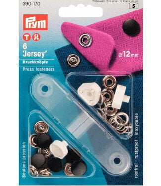 Prym 6 stuks - jersey knopen zwart vol - 12 mm