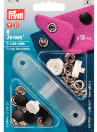 Prym jersey knopen zwart vol - 12 mm - 6 stks