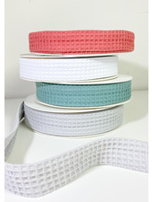 M. waffle cotton bias - 27 mm - white - per meter