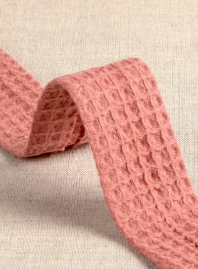 waffle cotton bias - 27 mm - marsala - per meter