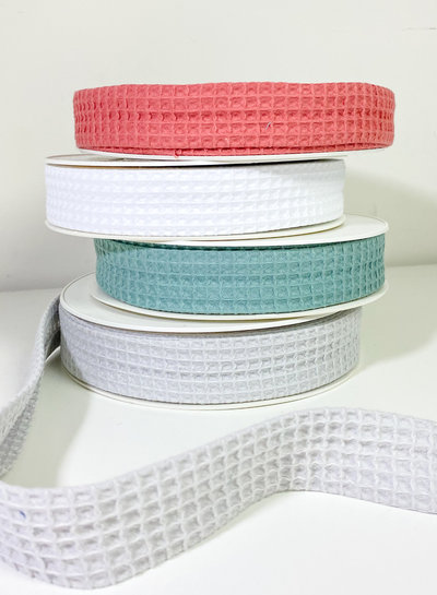 waffle cotton bias - 27 mm - mint - per meter