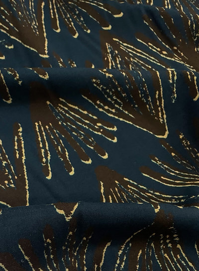 deadstock navy brown print - viscose