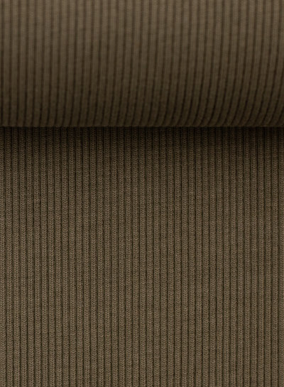Swafing khaki - extra stevige boordstof met ribbel - 1 meter breedte