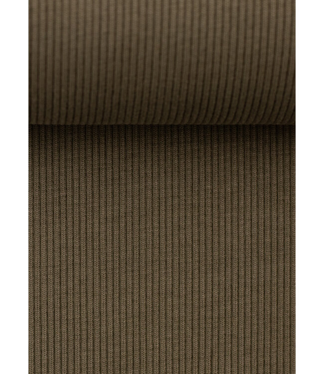 Swafing khaki - extra stevige boordstof met ribbel - 1 meter breedte