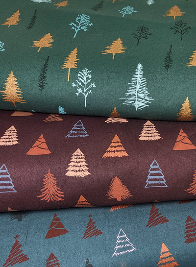 M. pine trees brown - cotton - christmas