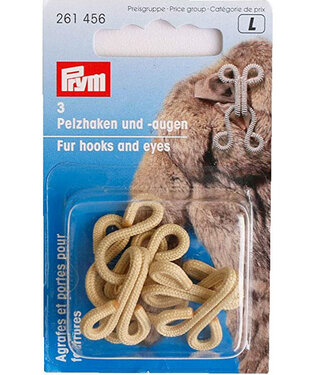Prym fur hooks and eyes - beige - 3 sets