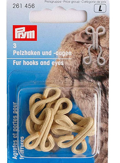 Prym fur hooks and eyes - beige - 3 sets