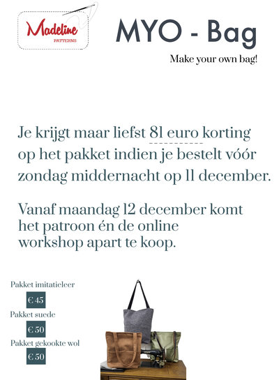 Madeline Patterns MYO - BAG DIY pakket stoffenpakket + pdf patroon  en e-book