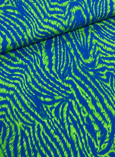 M. blauw groen zebra print - viscose