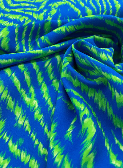 M. blauw groen zebra print - viscose