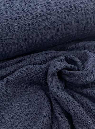 M navy knitted fabric checkerboard structure