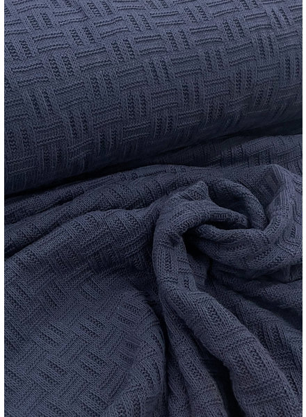 M navy knitted fabric checkerboard structure