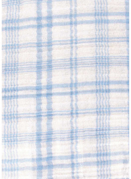 Katia fabrics tartan print zacht blauw - mousseline / double gauze