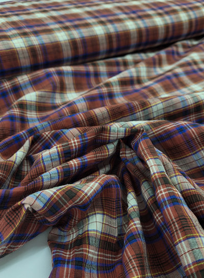 A la Ville marsala cobalt checks - cotton